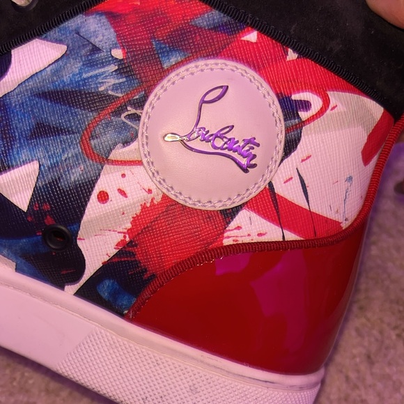 Christian Louboutin Graffiti Sequin And Leather Rantus Orlato High Top Sneakers - Picture 7 of 10